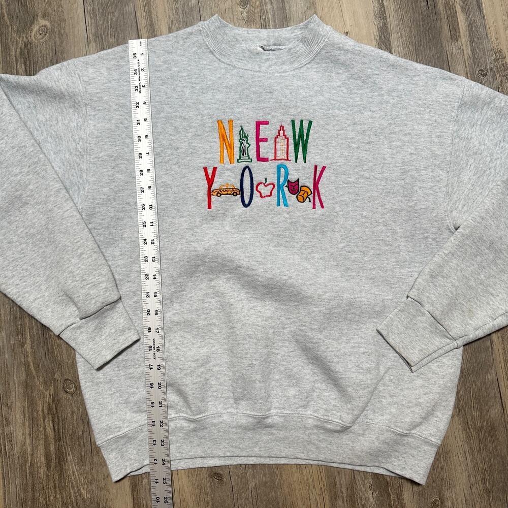 Vintage New York Sweatshirt Mens Large Embroidered Crewneck 90s - Picture 2 of 8